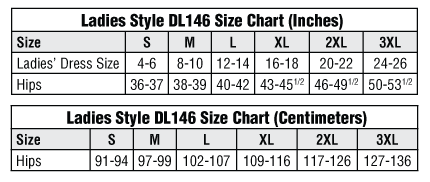 DL146 Ladies Short Length Lab Jackets (31.5") Size Charts